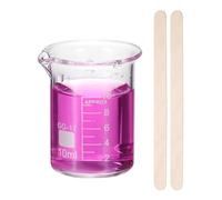 PATIKIL 10ml Glass Beaker, Measuring Glass Beaker Graduated Borosilicate Lab Cups Mug Low Form Heat Safe Transparent with 50pcs Wood Sticks for Laboratory Science Kitchen Liquids