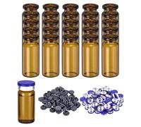 PATIKIL 10ml Glass Vials, 100pcs Glass Vial Small Glass Vials Empty Sample Bottle Mini Clear with Caps Seal Rubber Stopper Injection Port for Lab Injection Plants Essential Oil, Brown