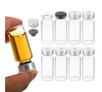 PATIKIL 10ml Sample Vials, 8 Pack Lab Empty Vials with Butyl Rubber Stopper and Crimp Top Caps Borosilicate Glass Vial, Transparent