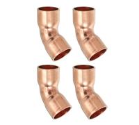 PATIKIL 10mm 0.8mm Thick Elbow Copper Fitting, 4Pcs 99.9% Pure Copper Pipe Fitting 45 Degree Short Radius Tube Connector Sweat Solder for HVAC Refrigeration System