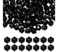 PATIKIL 10mm Acrylic Cube Faceted Beads, 200 Pcs Square Diamond Beads Loose Spacer Beads for Jewelry Making Bracelet Necklace Earrings Wind Chimes Craft, Black