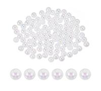 PATIKIL 10mm Acrylic Round Beads, 100 Pcs AB Colors Round Spacer Beads with Holes Loose Bead Bulk for DIY Craft Earring Bracelet Necklace Key Chains Jewelry Making, White