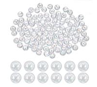 PATIKIL 10mm Acrylic Round Beads, 200 Pcs AB Colors Round Spacer Beads with Holes Loose Bead Bulk for DIY Craft Earring Bracelet Necklace Key Chains Jewelry Making, Clear White