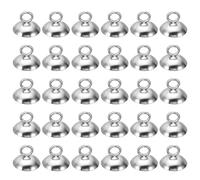 PATIKIL 10mm Bead Caps, 100 Pcs Bead Cap Bail Pendant Bead End Caps Charm Ornament Caps with Loop Stainless Steel for Making DIY s Pearl, Silvery