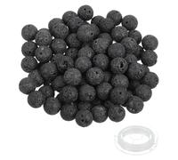 PATIKIL 10mm Black Lavatory Beads, 100 Pcs Round Natural Gemstone Smooth Stone Beads Turquoise Genuine Stone for Bracelet Necklace Jewelry Making DIY