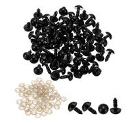 PATIKIL 10mm Black Plastic Safety Eyes, 200 Pcs, Craft Eyes for Dolls, Crochet Toys, DIY Crafts, All Ages, Unisex, Not Foldable