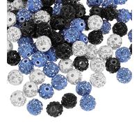 PATIKIL 10mm Clay Rhinestone Beads for Jewelry Making, 150 Pcs Sparkly Round Disco Beads Shiny Diamond Ball Bulk for DIY Crafting Bracelet Earring Pens, Black/Blue/White