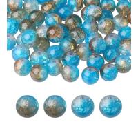 PATIKIL 10mm Crackle Glass Beads, 120Pcs Crystal Round, Blue and Orange