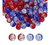 PATIKIL 10mm Crackle Glass Beads, 120Pcs Crystal Round, Blue, Red