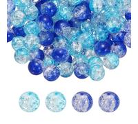 PATIKIL 10mm Crackle Glass Beads, 120Pcs Crystal Round, Blue Series