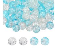 PATIKIL 10mm Crackle Glass Beads, 120Pcs Crystal Round, Blue, White
