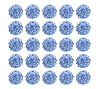 PATIKIL 10mm Crystal Disco Rhinestone Bead, 50Pcs Crystal Rhinestone Pave Disco Round Ball Polymer Clay for DIY Jewelry Making Bracelet, Light Blue