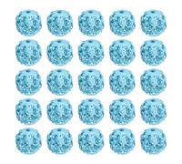 PATIKIL 10mm Crystal Disco Rhinestone Bead, 50Pcs Crystal Rhinestone Pave Disco Round Ball Polymer Clay for DIY Jewelry Making Bracelet, Lake Blue