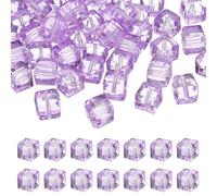 PATIKIL 10mm Crystal Glass Cube Beads, 50 Pcs Square Glass Beads Loose Glass Beads for Multi Cord Bracelet Jewelry Making Necklace Earrings Decorations, Purple