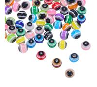 PATIKIL 10mm Evil Eye Beads, 100 Pcs Resin Turkish Evil Eye Charm Round Spacer Beads Pendant Connector for DIY Art Craft Bracelet Necklace Earrings Making, Multicolored