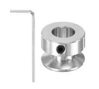 PATIKIL 10mm Fixed Bore 20mm OD Single Groove Pulley, Aluminum Alloy Mechanical V-Belt Pulley with Hex Wrench for Motor Shaft Drilling Machine 5-6mm PU Round Belt, Silver