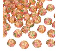 PATIKIL 10mm Flower Glass Beads, 30Pcs Handmade Gold Sand Floral Round Beads Faceted Spacer Loose Bead Rondelle for Jewelry Making Necklace Bracelet DIY Crafts, Gold Tone