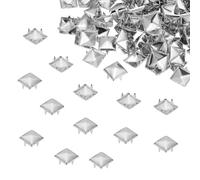 PATIKIL 10mm Metal Studs Spots 200Pcs Square Claw Beads Nailhead Rivets Spike Studs for Leather Craft Clothes Belt Bag Shoes, Silver