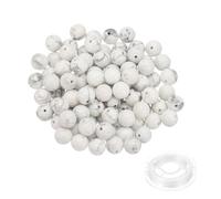 PATIKIL 10mm Natural Stone Beads, 100pcs Loose Round Gemstone Genuine Real Stone Spacer Crystal Beads with Crystal Stretch Cord for Jewelry Making DIY Charm Bracelets, Pale Grey Black