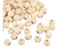 PATIKIL 10mm Natural Wood Beads, 100 Pack Unfinished Wooden Beads Geometric Hexagon Loose Beads Spacer Beads for DIY Craft Jewelry Making Home Decoration, Brown