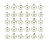 PATIKIL 10mm Pearl Buttons, 100pcs Chubby-Buttons Large Buttons Handmade Tightener White Faux Pearl with Shank for Crafts Sewing Clothes DIY Christmas Sweater Shirt, Silvery Beige