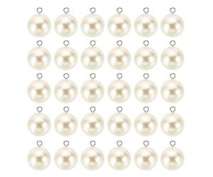 PATIKIL 10mm Pearl Charm, 100pcs Pearl Beads Faux Pearl Pendant Charm Beautiful DIY for Making s Wedding Crafts, Silvery Beige