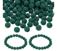 PATIKIL 10mm Rhinestone Beads, 100pcs Clay Rhinestone Beads Disco Ball Beads Diamond Spacer Beads Crystal Sparkle Shiny Round Bulk for Making Pens Crafting, Dark Green