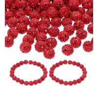 PATIKIL 10mm Rhinestone Beads, 100pcs Clay Rhinestone Beads Disco Ball Beads Diamond Spacer Beads Crystal Sparkle Shiny Round Bulk for Making Pens Crafting, Red