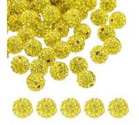 PATIKIL 10mm Rhinestone Clay Beads for Jewelry Making, 100 Pack Round Ball Polymer Clay Crystal Charm Beads for Craft Decor Necklace Chain Bracelets DIY, Lemon Yellow