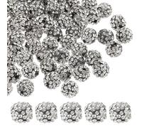 PATIKIL 10mm Rhinestone Clay Beads for Jewelry Making, 60 Pack Round Ball Polymer Clay Crystal Charm Beads for Craft Decor Necklace Chain Bracelets DIY, Light Grey