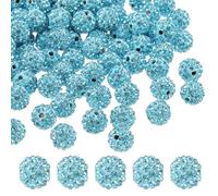 PATIKIL 10mm Rhinestone Clay Beads for Jewelry Making, 60 Pack Round Ball Polymer Clay Crystal Charm Beads for Craft Decor Necklace Chain Bracelets DIY, Blue