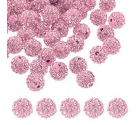 PATIKIL 10mm Rhinestone Clay Beads for Jewelry Making, 60 Pack Round Ball Polymer Clay Crystal Charm Beads for Craft Decor Necklace Chain Bracelets DIY, Pink