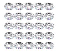 PATIKIL 10mm Rondelle Spacer Beads, 50Pcs Crystal Rhinestone Bead Spacers for Jewelry Making Necklace Bracelets Pendants DIY Craft, Bright Silver
