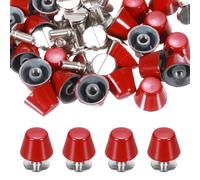 PATIKIL 10mm Screw Back Rivets Stud, 25 Sets Purse Handbag Feet Round Flat Nailhead Flat Head Stud Rivet Spike Leathercraft for DIY Leather Luggage Collar Belt Shoes, Red