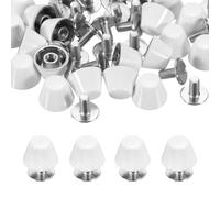 PATIKIL 10mm Screw Back Rivets Stud, 25 Sets Purse Handbag Feet Round Flat Nailhead Flat Head Stud Rivet Spike Leathercraft for DIY Leather Luggage Collar Belt Shoes, White