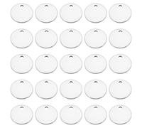 PATIKIL 10mm Steel Disc, 25pcs Metal Stamping Blanks Tags Circle Stainless Steel Pendants Round Metal Plate DIY with Hole for Laser Engraving Stamping Keychain Making, Silver Tone