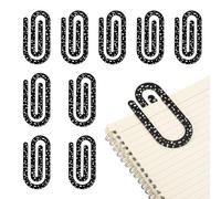 PATIKIL 10Pack Acrylic Paper Clip, 1.97 x 3.94 Inch Book Pattern Huge Sublimation Paper Clip Bookmarks with Card for Office Holders Envelope DIY Crafts Gifts Home, Black