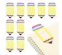 PATIKIL 10Pack Acrylic Paper Clip, 1.97 x 3.94 Inch Pencil Shape Huge Sublimation Paper Clip Bookmarks with Card for Office Holders Envelope DIY Crafts Gifts Home, Yellow