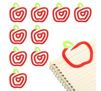 PATIKIL 10Pack Acrylic Paper Clip, 2.83 x 3.15 Inch Apple Shape Huge Sublimation Paper Clip Bookmarks with Card for Office Holders Envelope DIY Crafts Gifts Home, Red