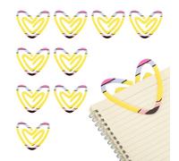 PATIKIL 10Pack Acrylic Paper Clip, 3.94 x 3.35 Inch Heart Shape Huge Sublimation Paper Clip Bookmarks with Card for Office Holders Envelope DIY Crafts Gifts Home, Yellow