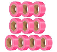 PATIKIL 10Pack Flourescent Pink Flagging Tape, 1" x 100 ft Non-Adhesive PVC Neon Ribbon Marking Roll Survey Tape for Tree Marking, Trail Marking