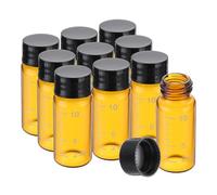 PATIKIL 10pcs 10ml Small Brown Glass Vials with Black Screw Cap, Borosilicate Glass Graduated Sample Bottles for Solid Liquid Powder Storage