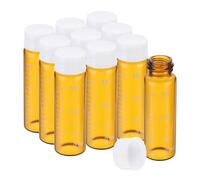 PATIKIL 10pcs 15ml Small Brown Glass Vials with White Screw Cap, Borosilicate Glass Graduated Sample Bottles for Solid Liquid Powder Storage
