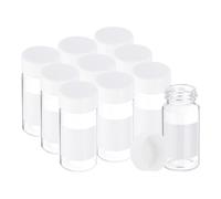 PATIKIL 10pcs 20ml Small Clear Glass Vials with White Screw Cap, Borosilicate Glass Sample Bottles with Writing Label for Solid Liquid Powder Storage