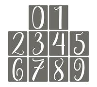 PATIKIL 10Pcs 8 Inch Large Number Stencils, 0-9 Address Number Stencil, Reusable Plastic Digital Templates for Crafts Drawing Stencils Templates White