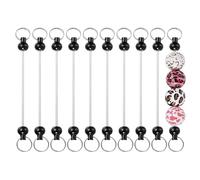 PATIKIL 10pcs Beadable Keychain Bar, Beadable Keychains Blanks Beaded Keychain Bar Bulk Key Chain Rod Making Charm for Beads Jewelry Making DIY Focal Bead Crafts Backpack, Black