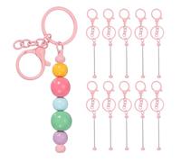 PATIKIL 10Pcs Beadable Keychains, Metal DIY Beaded Keychain Making Kit with Key Rings Blank Chain Bars with Lobster Hook for DIY Crafts Jewelry Charms, Candy Pink