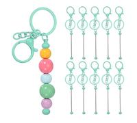 PATIKIL 10Pcs Beadable Keychains, Metal DIY Beaded Keychain Making Kit with Key Rings Blank Chain Bars with Lobster Hook for DIY Crafts Jewelry Charms, Mint Green