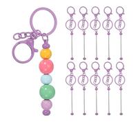 PATIKIL 10Pcs Beadable Keychains, Metal DIY Beaded Keychain Making Kit with Key Rings Blank Chain Bars with Lobster Hook for DIY Crafts Jewelry Charms, Dark Purple