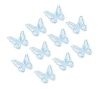 PATIKIL 10Pcs Butterfly Appliques Embellishments, 2.4 inches Double Layer Lace Organza Butterfly Patches Sew On Appliques for Wedding Bride Dress Clothes Hat Curtain, Light Blue